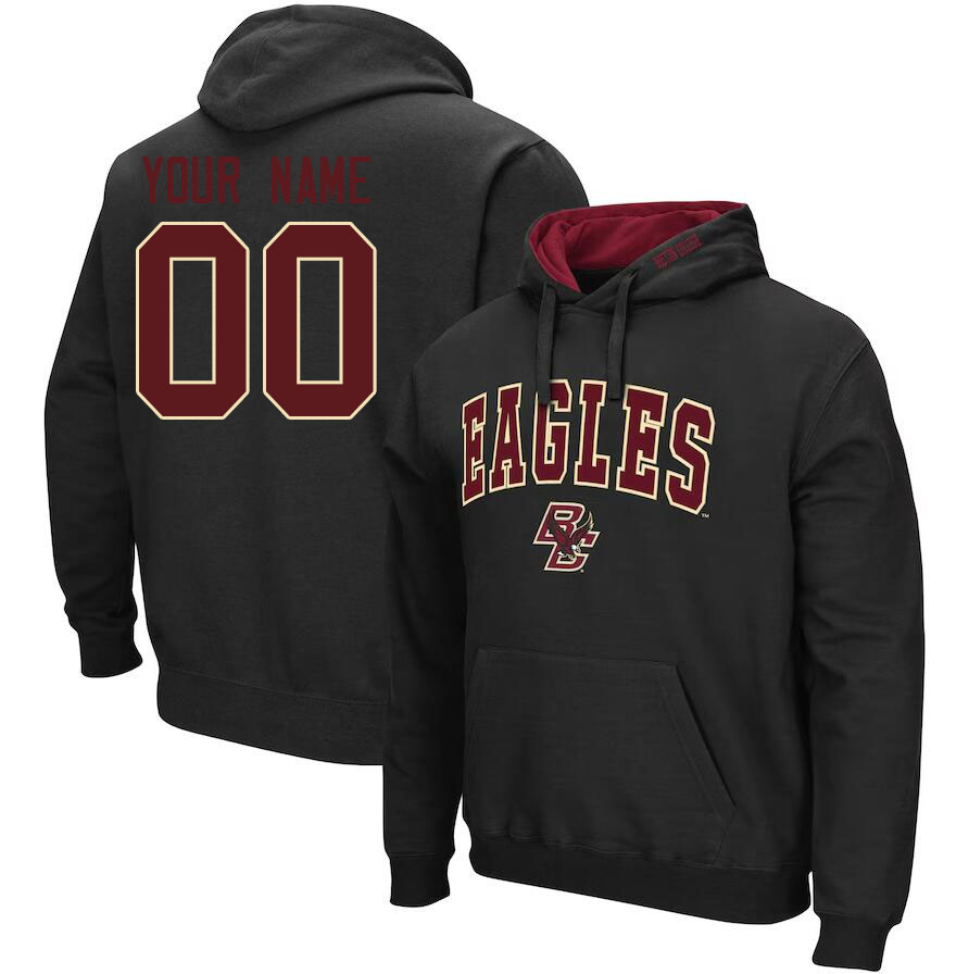 Custom Boston College Eagles Name And Number Hoodies-Black